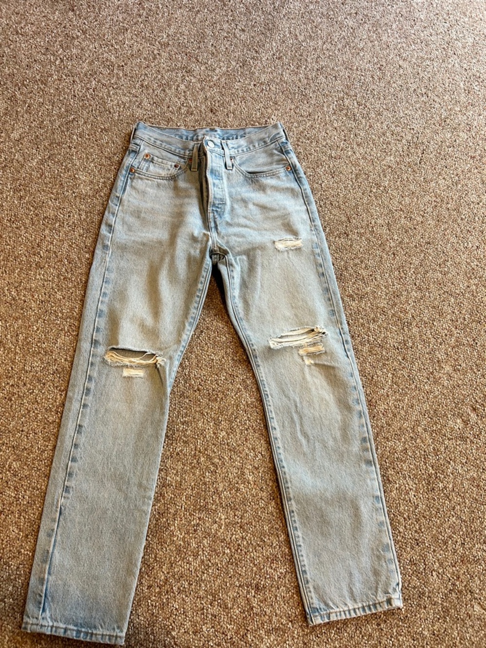 Levi's Light Blue Distressed Straight Jeans